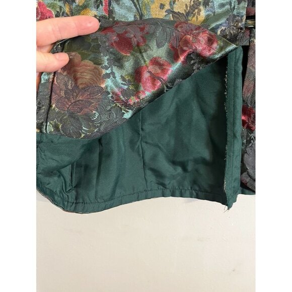 Handmade Metallic Floral Blazer Green S Boho Indie Folk Festive Chic Preppy 70s - Picture 4 of 8